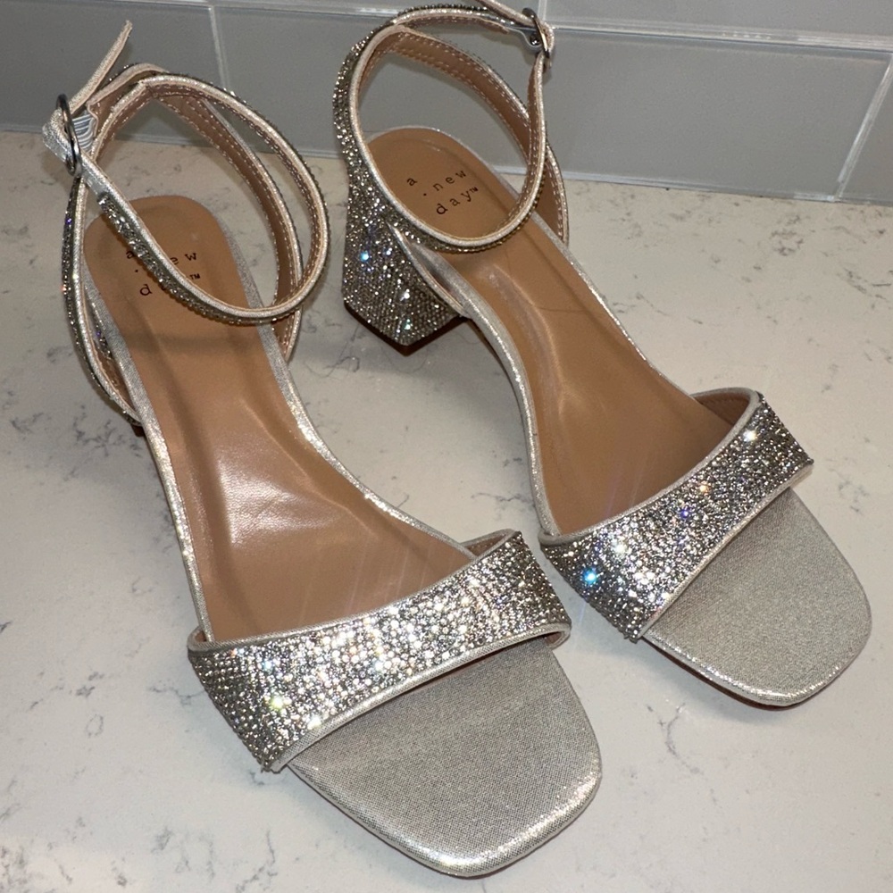 A New Day Sparkling Silver Heels